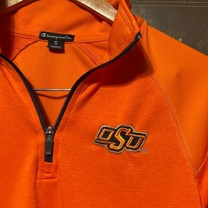 Oklahoma State University half- zip pullover.